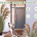 Jexine 2 Pcs Pampas Grass Potted Plants 5 ft Tall Artificial Grass Potted Artificial Greenery Floor Plants Tall in Pot for Housewarming Gift House Garden Bathroom Lobby Outdoor Decoration (Fall)