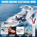 BBTO 2 Pack 10 Gauge Marine Wire 30Ft Duplex Tinned Copper Marine Wire and 12v-24v 8 Gauge Waterproof Trolling Motor Plug for Sailboat Yacht Fishing Boat RV Trailer Camper