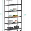 Folews 6-Tier Metal Storage Rack with Wheels, NSF Sturdy Adjustable Wire Shelving Unit for Garage Kitchen Pantry Laundry Room, 36" W x 14" D x 75" H Large Rolling Organizer Shelf Easy Assembly, Black