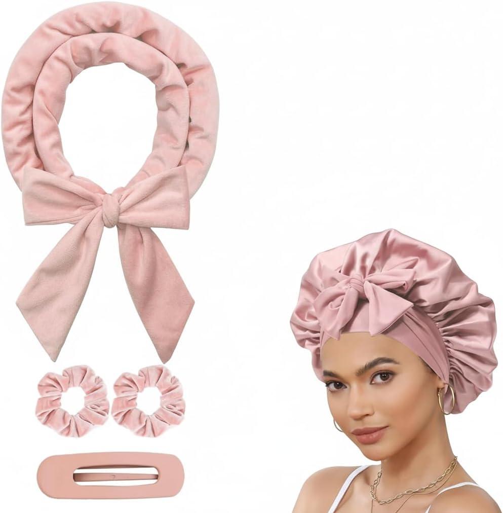 Heatless Hair Curlers for Sleeping, Overnight Soft Ribbon Wrap Curling Set with Scrunchies and Clip, No Heat, Damage-Free Curling Rods for Long & All Hair Types