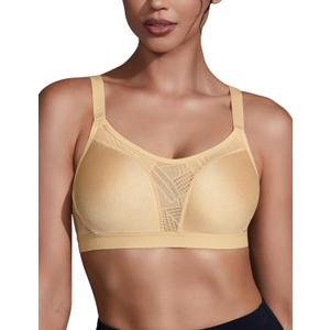 ZeroBound Medium Impact Sports Bras for Women Plus Size Wirefree Non Padded Supports (34C, Deep Nude)
