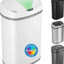 iTouchless 13 Gallon Oval Motion Sensor Garbage Container with Odor Filter, 50L Touchless Stainless Steel Kitchen Bin, Smart Automatic Lid, Fingerprint-Proof, Soft-Close, Brilliant White