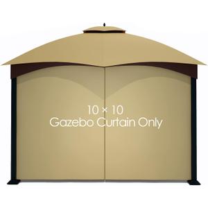 Tanxianzhe Gazebo Replacement Privacy Curtain with Zipper Outdoor Universal Privacy Panel Sidewall for 10' x 10' Gazebo (Khaki)