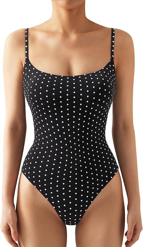 SUUKSESS Women Sexy Square Neck Thong Bodysuit Backless Cami Bodysuit Top S