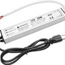 30W 12 Volt LED Power Supply, Waterproof IP67 LED Driver, 110V AC to 12V DC Converter, LED Transformer Low Voltage Output with 3-Prong Plug 3.3 Feet Cable for LED Light Strip, 2.5Amp