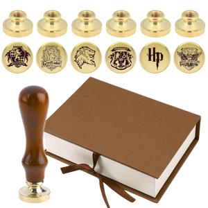 Pack of 6 Wax Seal Stamps  Wooden Hilt and Wax Seal Stamp Harry Potter 6PCS 1PCS Harry Potter Sealing Heads Set Vintage Prints Kit for Envelope Postcard Invitation Letters Gifts