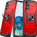 Anqrp Galaxy S21 Plus Case, Military Grade Protective Phone Case Cover with Enhanced Metal Ring Kickstand [Support Magnet Mount] Compatible with Samsung Galaxy S21 Plus Ultra,Red