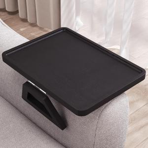 Couch Arm Tray,Bamboo Folding Sofa Tray,Sofa Armrest Trays Clip-On Couch Desk for Drinks,Snacks,Phone,Remote Control,Black