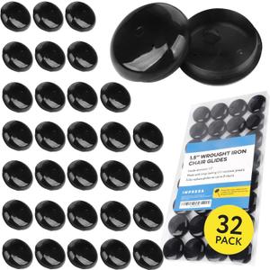 32 Pack Replacement Wrought Iron Chair Leg Caps, 1.5 Inches Fits 8 Chairs, UV Resistant Plastic Outdoor Chair Leg Floor Protectors, Ideal for Patio Furniture, Tables & Chairs