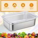 Teenyyou Stainless Steel Food Container with Lid Rack Roasting Baking Pan Cake Pan with Lid and Rack Half Size Summer Hotel Fruit Storage Container for Freezer Kitchen Restaurant, 32 x 26 cm(3.9 Inch)