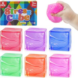 6 Pcs Stress Cube Fidget Toys Squishies, Squishy Stress Balls for Adults Kids, Anxiety Relief Toy, Ice Squishy Cube Sugar Balls, Calming Toys Slow Rising Stretchy, Sensory Toys