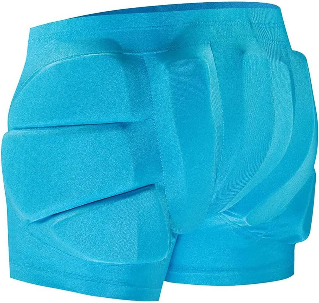 Kids Butt Pad Shorts for Skating Snowboarding Ski Hockey, Hip Tailbone Protective Padded Shorts for Youth Child (Small, Blue)