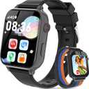 4G Kids Smart Watch with GPS Tracker, Video Call & Texting, Smart Watch for Kids with SIM Card, SOS, School Mode, HD Camera, Pedometer, Kid Watch Gift for Boys Girls Age 4-12, Black