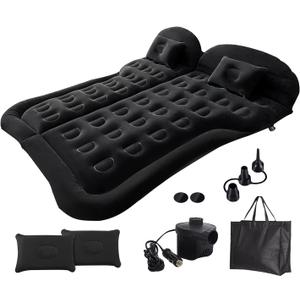 Grassman Car Mattress, SUV Air Mattress Back Seat Inflatable Car Bed Camping Mattress with Pillows Air-Pump for Car, SUV, Truck Travel, Hiking, Trip and Other Outdoor Activities Black