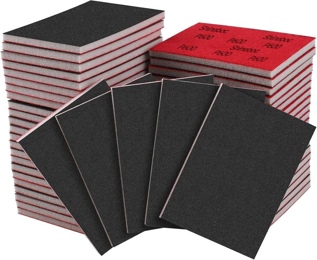 20 Pcs 3 x 4 Inch 600 Grit Sanding Sponge Set, Ultra Fine Sanding Sponges Pads, Soft Foam Hand Sander Block Wet Dry Sandpaper for Model Drywall Metal Wood Furniture Polishing