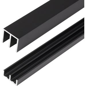 Metal Sliding Door Track Set for 1/4" Thick Panels Glass Cabinet Door Window Sliding Track, Size 48 x 0.79 inches (Black)