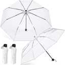Fabbay 2 Pcs Clear Umbrella Transparent Portable Umbrella Compact Foldable Umbrellas Manual Open Close Folding Umbrellas for Wedding Travel, Dating (White)