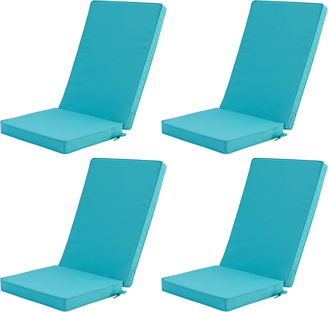 Outdoor Adirondack Chair Cushions Set of 4 - Removable Covers, Water-Repellent, Fade-Resistant, Non-Slip Bottom & Securing Straps, Universal Fit for Most Adirondack & Rocking Chairs - Teal