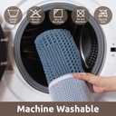 AMOAMI Waffle Bath-Mat, Absorbent Bath Mats for Bathroom Non Slip, Machine Washable Bathroom Rugs with Tassels Ultra Soft Boho Bath Rugs for Floor 2'x6'(24"x72") Blue