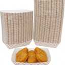 Checkered Kraft Paper Boat Trays [1/4 lb] x [100 Pack] Disposable [4 x 3 x 1] Containers Bowls Baskets Heavy-Duty Foods Snacks Hot Dogs Sandwich Burgers Popcorn Chips Tacos Nachos