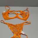 Lilosy Sexy Underwire Floral Lace Sheer Lingerie Set for Women See Through Bra and Panty 2 Piece (Orange, XL)