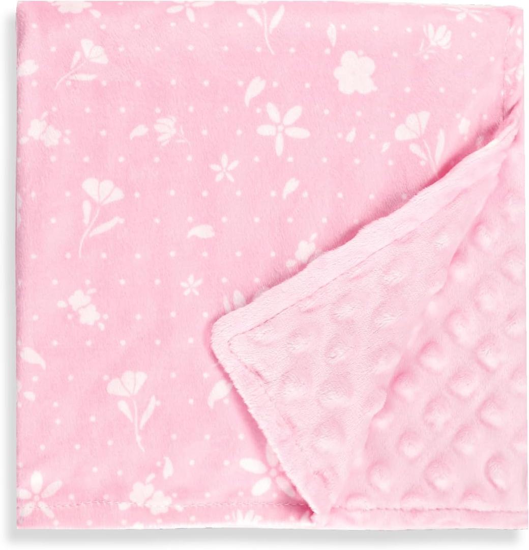 Baby Blankets for Boys Girls, Soft Minky Blankets with Double Layer Dotted Backing, Toddler Blanket for Nursery, Stroller, Toddler Bed, Car seat, Floral (Pink) Baby Blankets for Boys Girls, Soft Minky Blankets with Double Layer Dotted Backing, Toddler Blanket for Nursery, Stroller, Toddler Bed, Car seat, Floral (Pink)
