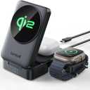 Lamicall Qi2 Certified Foldable 3 in 1 Wireless Charging Station  [15W Fast Charge & Upgraded Cooling] Compact Travel Magnetic Charger Stand for iPhone 17e 17 16 15 14 13, AirPods Pro, Apple Watch