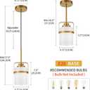 Modern Brass Pendant Lights Kitchen Island Light, Adjustable Hanging Light Fixture with Milk Glass Shade, Farmhouse Pendant Light for Dining Room Bar Over Sink/Table/Counter, 1 Pack