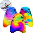 JAMBO 3 Pack Inflatable Surf Body Boards with Handles for Water Slides, Boogie Boards for Beach, Pool, Lake & Slip Slides, Lightweight Floating Water Toys for Kids & Adults (Tie-Dye AND Water Color AND Color Spiked TRIPLE PACK)