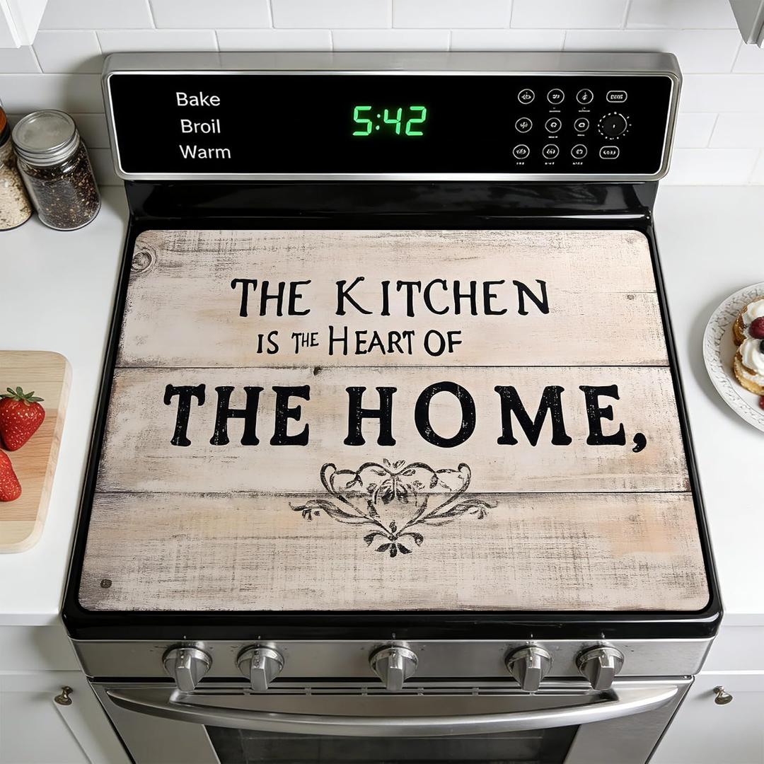 Stove Top Cover for Electric Stoves: All-in-One Heat-Resistant Protector Mat, Non-Slip Kitchen Counter Mat 28''x20'' (G254447)