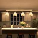 Modern Island Lights for Kitchen,4-Light Farmhouse Chandeliers for Dining Room Linear Pendant Light Fixtures Dining Room Chandelier Over Table Frosted Glass Lampshade Gold Hanging Lamp
