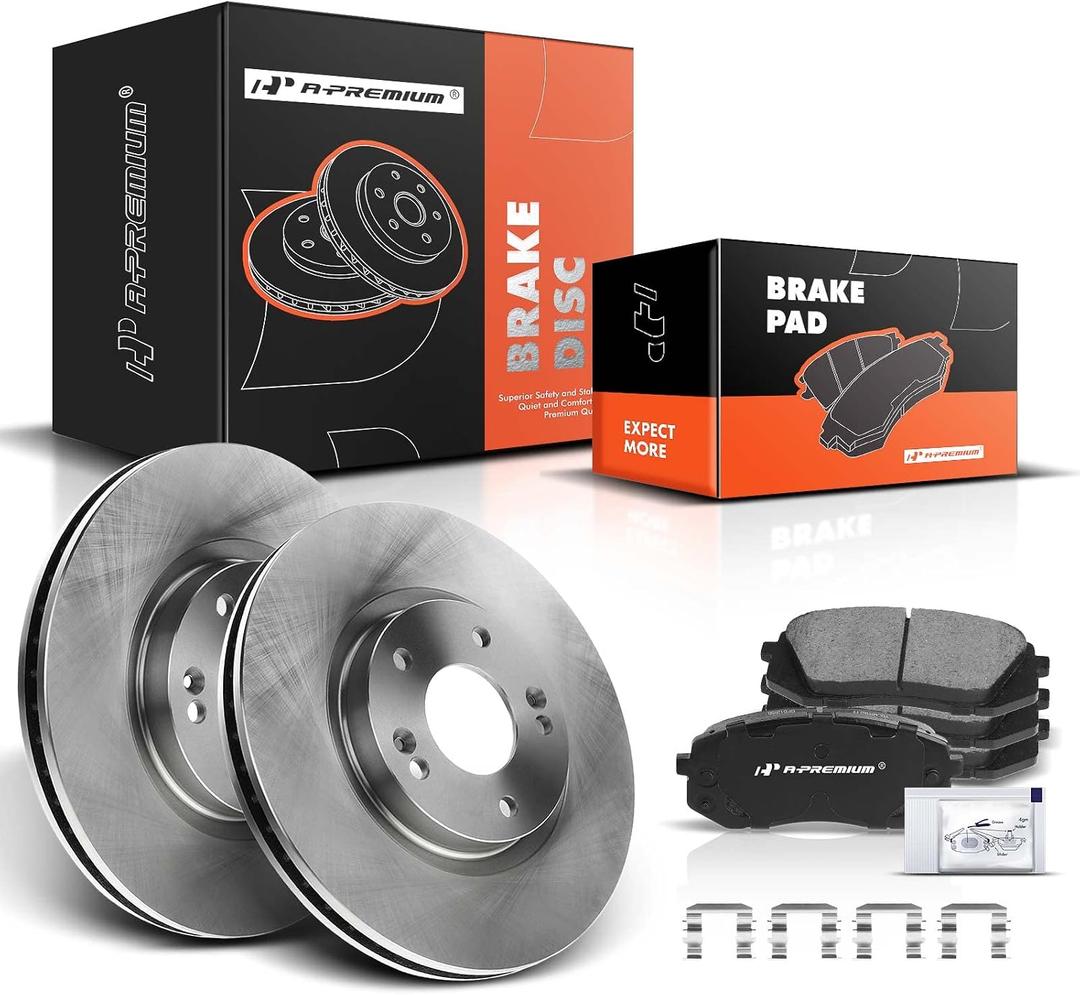 A-Premium 11.81 inch (300mm) Front Vented Disc Brake Rotors + Ceramic Pads Kit Compatible with Select Hyundai and Kia Models - Tucson 2010-2015, For Sportage 2011-2016, 6-PC Set
