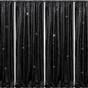 B-COOL Black Sequin Curtains Drapes: 4 Panels Glitter Party Curtains 2FTx8FT for Birthday Gothic Themed Party Wedding Stage Halloween Decorations