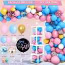 191pcs Pink Blue Gender Reveal Decorations, Boy or Girl Gender Reveal with Balloon Arch Kit, Baby Boxes, Fringe Curtains, Photo Props, Cake Copper
