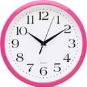 Bernhard Products Pink Wall Clock 10 Inch Silent Non Ticking Battery Operated Quality Quartz Round Easy to Read Home/Office/Kitchen/Nursery/Girl's Bedroom/Classroom/Kids Playroom/School Clock