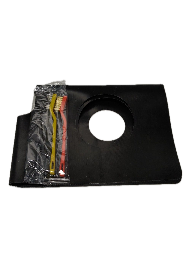 Gas Stove Burner Cleaning Mat with Wire Brush Set, Black Heat Resistant Protective Pad and Small Cleaning Brushes for Kitchen Stove, Grill and Cooktop