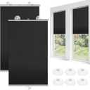 Moukeren 2 Pcs Black Blackout Roller Shades with 6 Suction Cups, 49" x 26.8" No Drilling Retractable Portable Window Blinds, Removable Temporary Blackout Shades for Home Office Bedroom Balcony