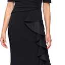 Alex Evenings Women's Stretch Crepe Dress with Puff Shoulder Elbow Sleeves, Tucked Waist Detail and Cascade Ruffle, 18