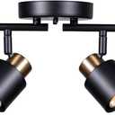 4 Light Track Lighting Kit, Matt Black Brass Finish Adjustable with Moden Flush Mount Ceiling Spotlight for Kitchen,Living Room,Home Improvement