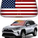 D-Lumina Windshield Sun Shade American Flag for 2019-2023 Toyota RAV4, Foldable Front Sun Visor Protector, RAV-4 SUV Adventure, Hybrid Prime LE, TRD Off-Road, XLE, XLE Premium, Limited Interior Cover
