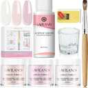 SAVILAND Acrylic Nail Kit - 3 Colors Clear/Pink/Nudes Acrylic Powder and Liquid Set with Monomer Acrylic Liquid, Acrylic Nail Brush and Nail Forms for Beginner