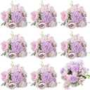 Lyrow 8 Pcs Peony Artificial Flowers Fake Silk Hydrangea Bouquet Elegant Peony Flowers for Wedding Decoration Faux Realistic Floral for Home Party Table Centerpieces Arrangement (Light Purple)