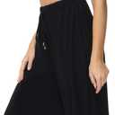 HOW'ON Women's Elastic Waist Wide Leg Casual Palazzo Capri Culottes Pants Soft Knit Cropped Pants Blue S (Blue, S)