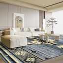 Western Rugs for Living Room, Non Slip Extra Large Rugs for Bedroom Dining Table Kitchen, Washable Aesthetic Area Rug for Home Decor, 8ft x 10ft, Grey