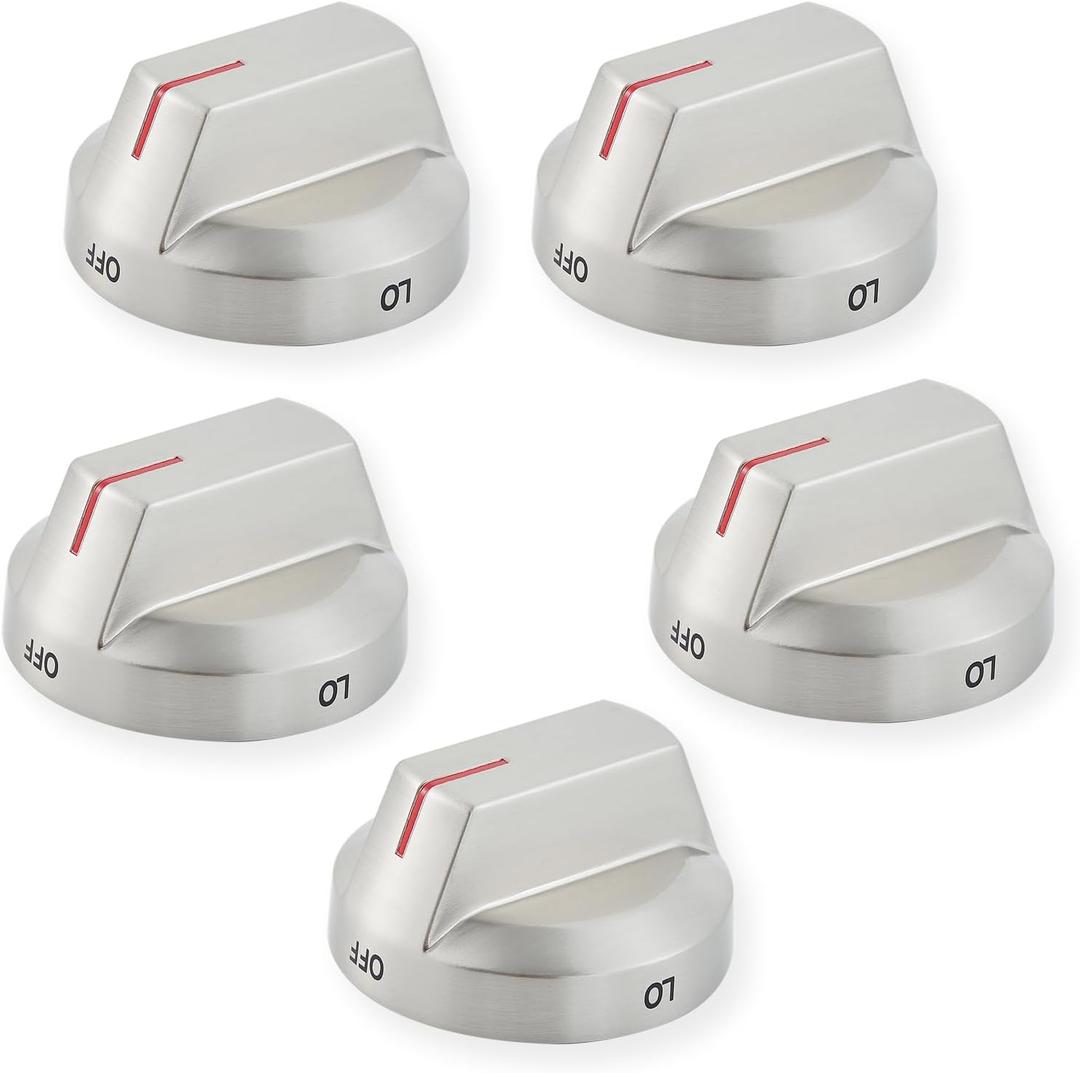 atgestore DG94-04167 Stainless Steel Gas Stove Knobs Replacement for Samsung Stove Oven Knobs DG94-04167A NX60A6511SS NX60A6111SS Samsung Range Knobs Gas Cooktop Burner Control Knobs 5Pcs