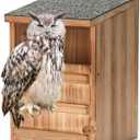 Owl House Premium Wooden Bird House Kit - Cedar Owl Nesting Box for Barn & Screech Owls, Includes Shavings & Screws