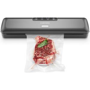 Chefman Food Vacuum Sealer Machine, Compact Vacuum Sealer with Moist & Dry Settings, Perfect for Sous Vide, Storage, and Freezer, One-Touch Operation, Vacuum Storage Bags Included Black