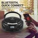 Gelielim Portable CD Players for Home, CD Boombox with AM/FM Stereo Radio, Bluetooth, USB, SD Card, MMC Drive, Aux-in, Headphone Jack,LCD Display, Boom Box CD Player AC/Battery Operated Black