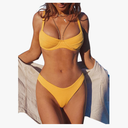 ZAFUL Women's Ribbed Underwire Bikini Set High Cut Colorblock V Notch Swimwear Printed High Leg Swimsuit, XL