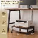 Zonon 2 Tier Printer Stand Under Desk with Wheels, Open Shelf Style, Brown | 19.7x15.7x7.9 Inch Rolling Printer Table Cart, Short Storage Shelf with Lockable Wheels, for Home Office Organization